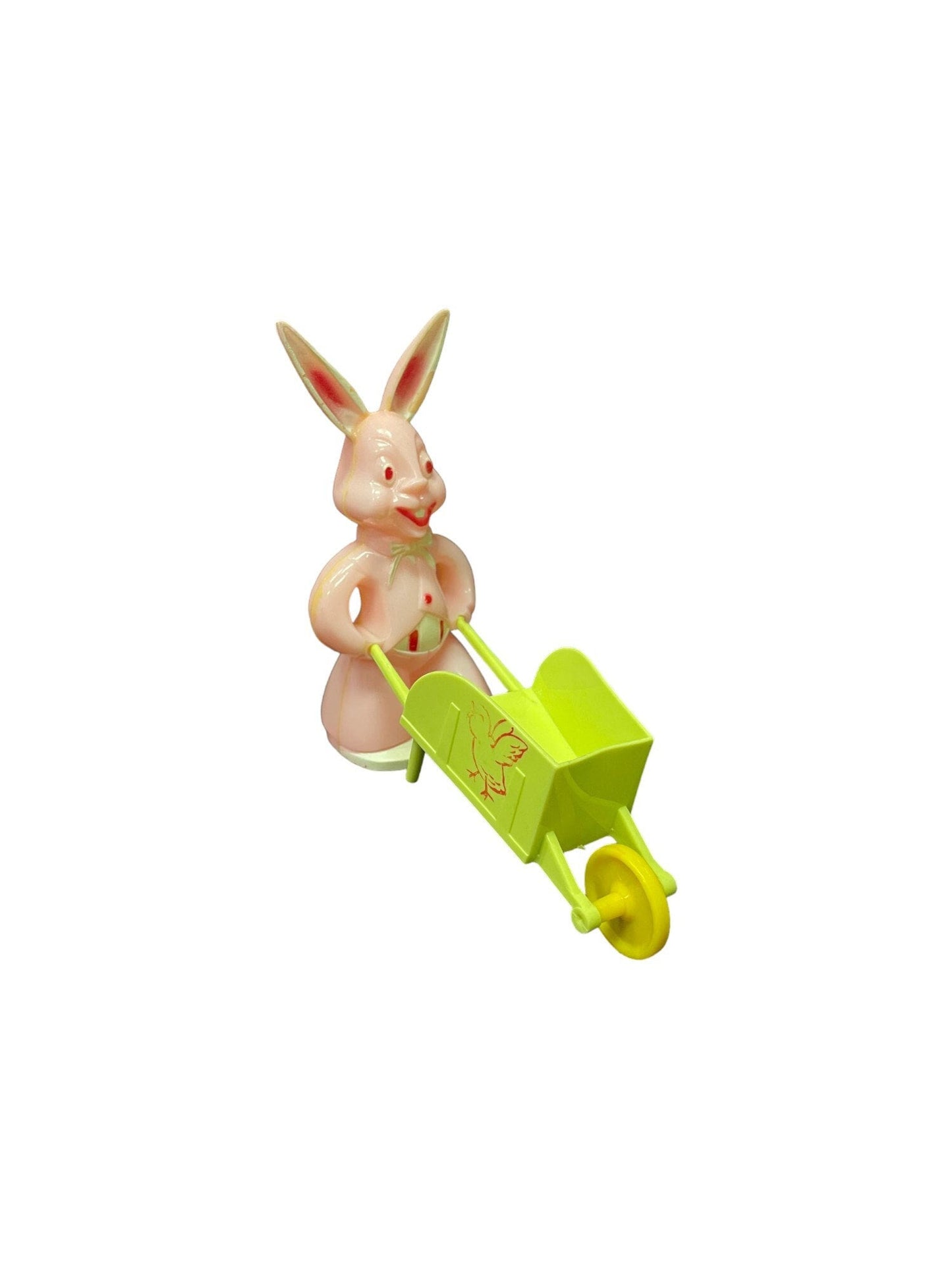 Rosbro Rosen Pink Bunny with Wheelbarrow Easter Candy Holder
