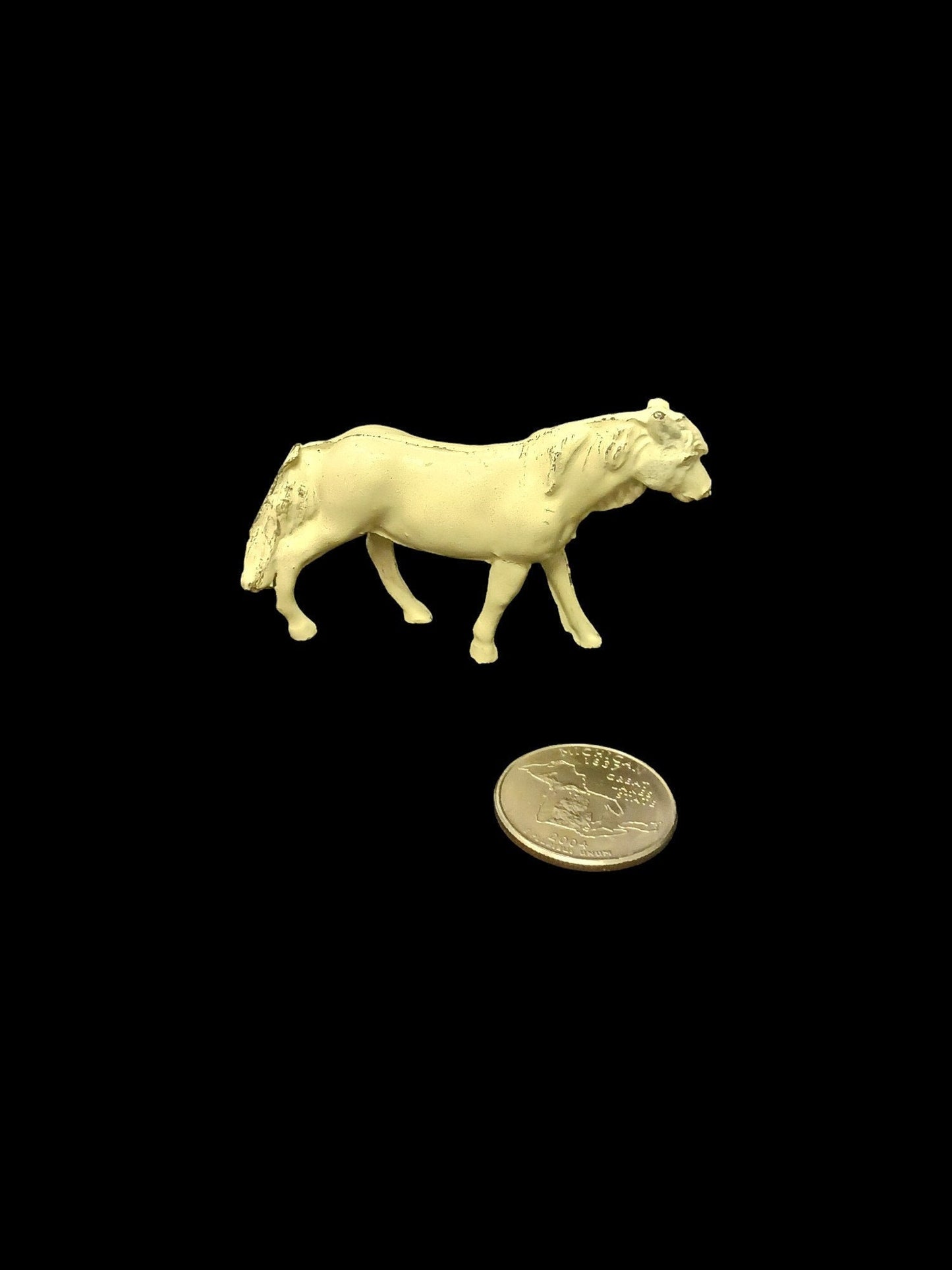 Painted White Mini Metal Horse - Tiny model of Mustang - sweet tiny Horse