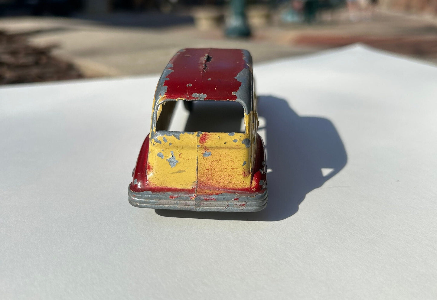 Tootsie Red and Yellow Buick Woodie Station Wagon - Metal Die CastTootsie Car - 1940's Tootsie Station Wagon - Original Paint and Tires