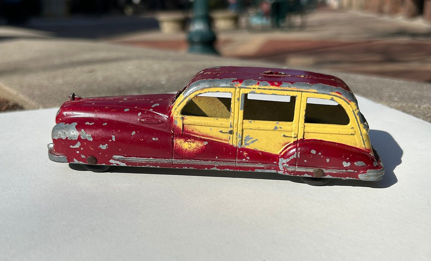Tootsie Red and Yellow Buick Woodie Station Wagon - Metal Die CastTootsie Car - 1940's Tootsie Station Wagon - Original Paint and Tires