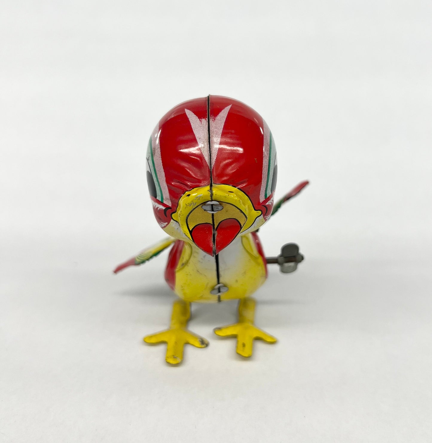 TIN LITHO Windup Hopping Bird with Flapping Wing - 1950s Mikuni Co. Japan -Wind up Bird Works Fine - Lith Paint in Great Condition