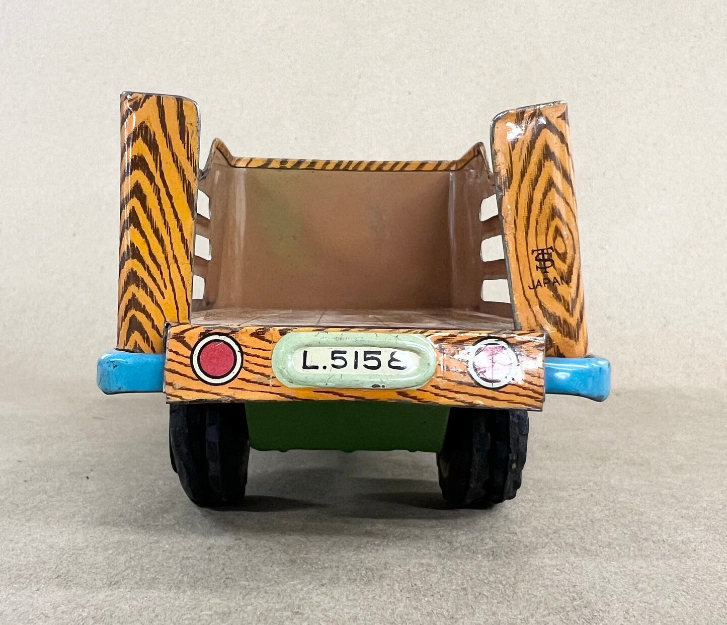 Tin Litho Friction Livestock Truck - RARE Chevrolet cattle truck - Made by Taniguchi Shoten Japan - Friction Works, Paint and tires great