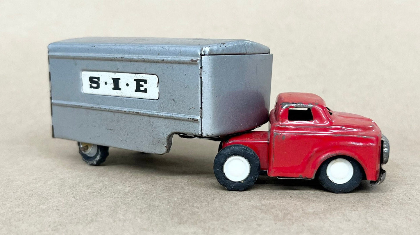 Shioji Tractor Trailer - S.I.E Lettering on Trailer - 6 original rubber tires -Made in Japan - Friction Motor sound works - Very Nice