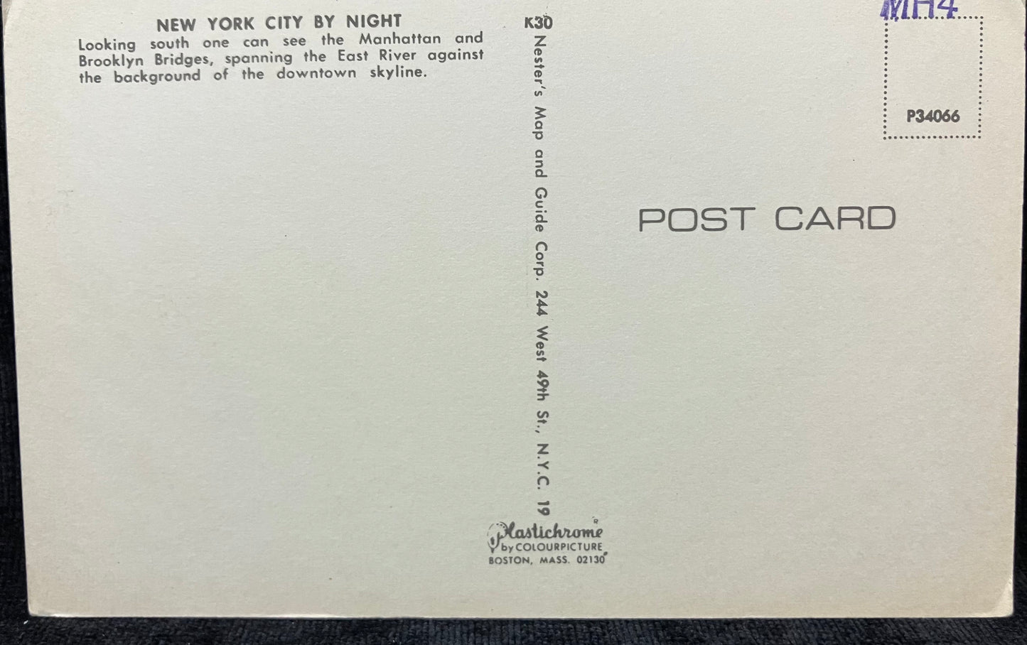 New York City by Night - Sunset on the East River, NY - Vintage Postcard
