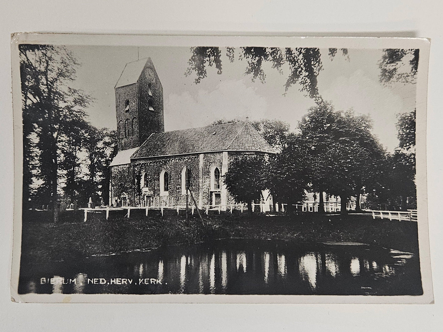 RPPC Dutch Netherlands Church Sint Margaretakerk Drenthe Bierum Ned. Herv. Kerk. - 1937 Real Photo Postcard - looks like professional photo