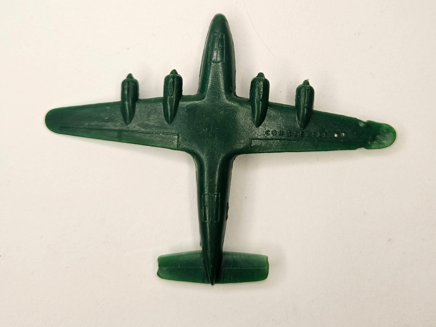 Dark Green Constellation Plane- Toy Hard Plastic Fighter Jet - 2.8"L x 3.8"W - WWII Bomber