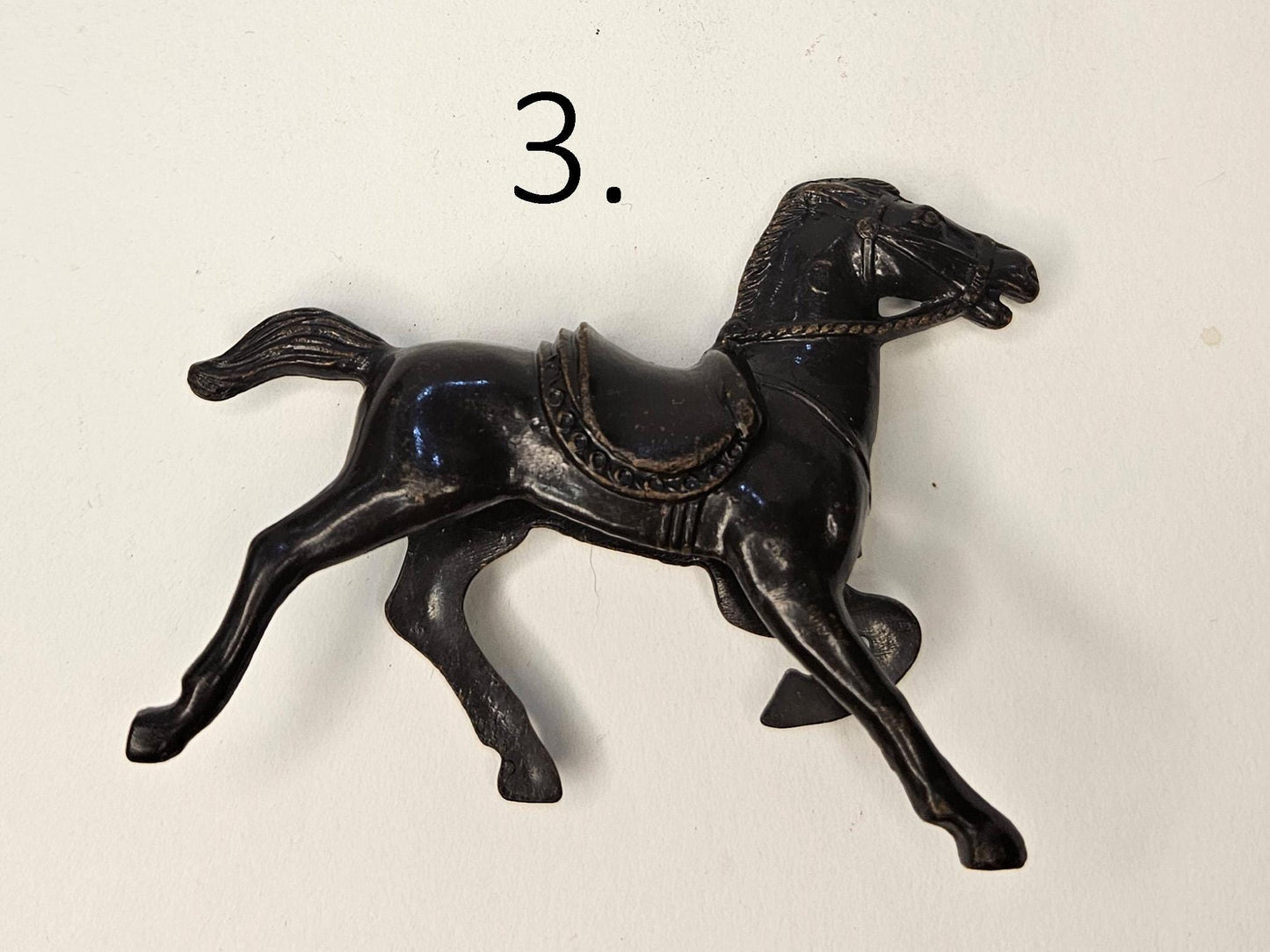 Bergen Lido Horses - Old West Lido Stage Coach Kit Horses - Military Style Saddles - Brown and Dark Brown Horses- 3 Sold Individually