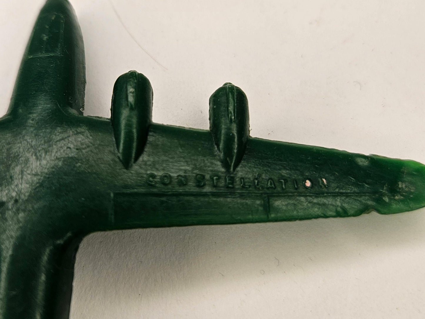 Dark Green Constellation Plane- Toy Hard Plastic Fighter Jet - 2.8"L x 3.8"W - WWII Bomber