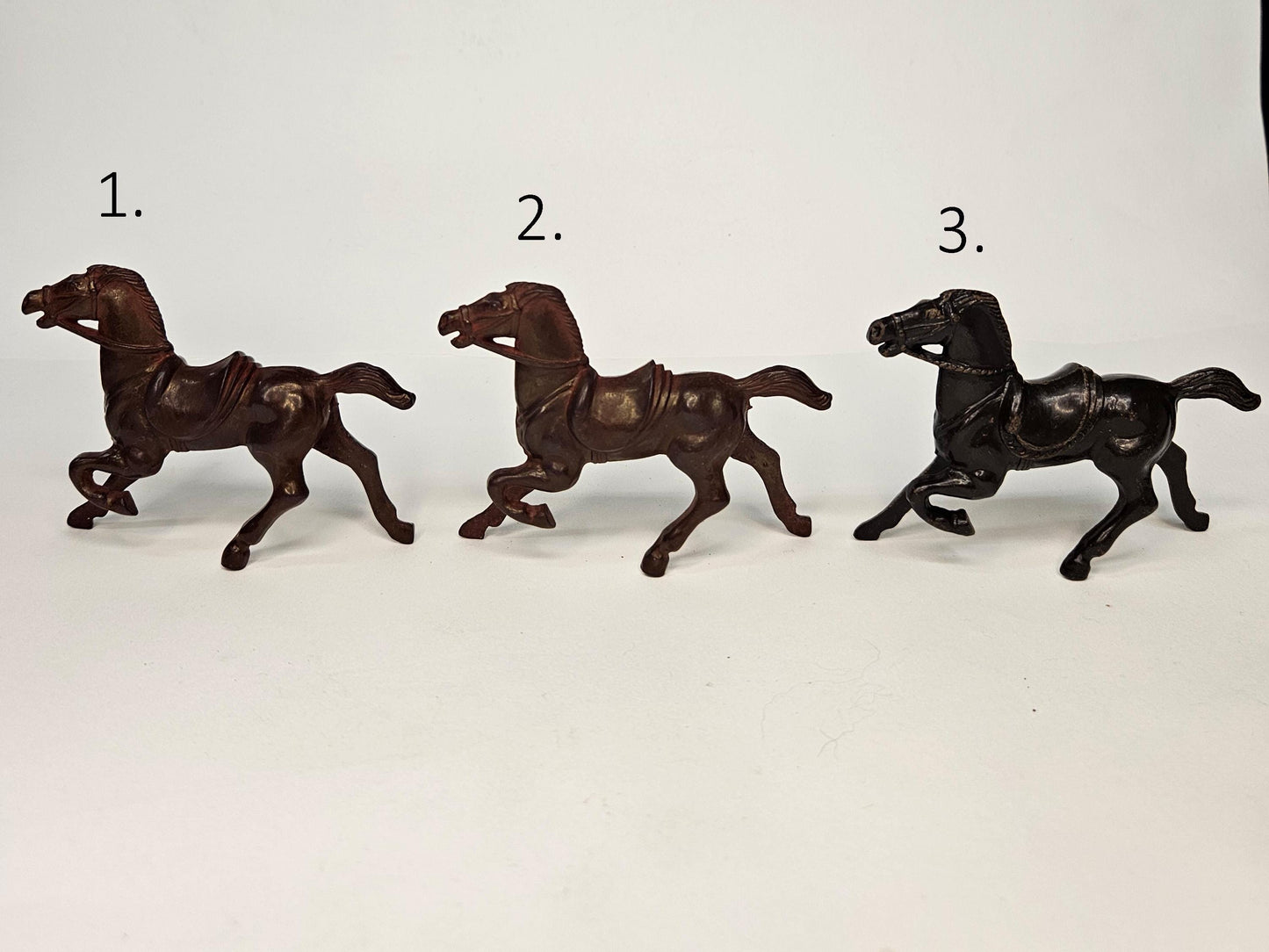 Bergen Lido Horses - Old West Lido Stage Coach Kit Horses - Military Style Saddles - Brown and Dark Brown Horses- 3 Sold Individually