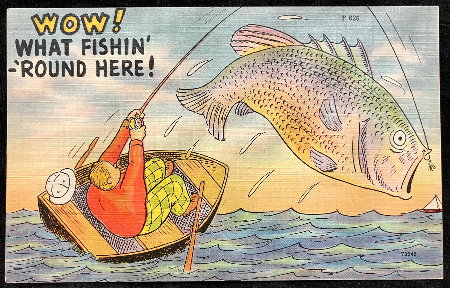 Cartoon Postcards - 1940s-50s - "Wow! What Fishin' 'Round Here!" (card 1) - "We Like the Scotch Way" (card 2)- Cartoons cards Sold as a Set