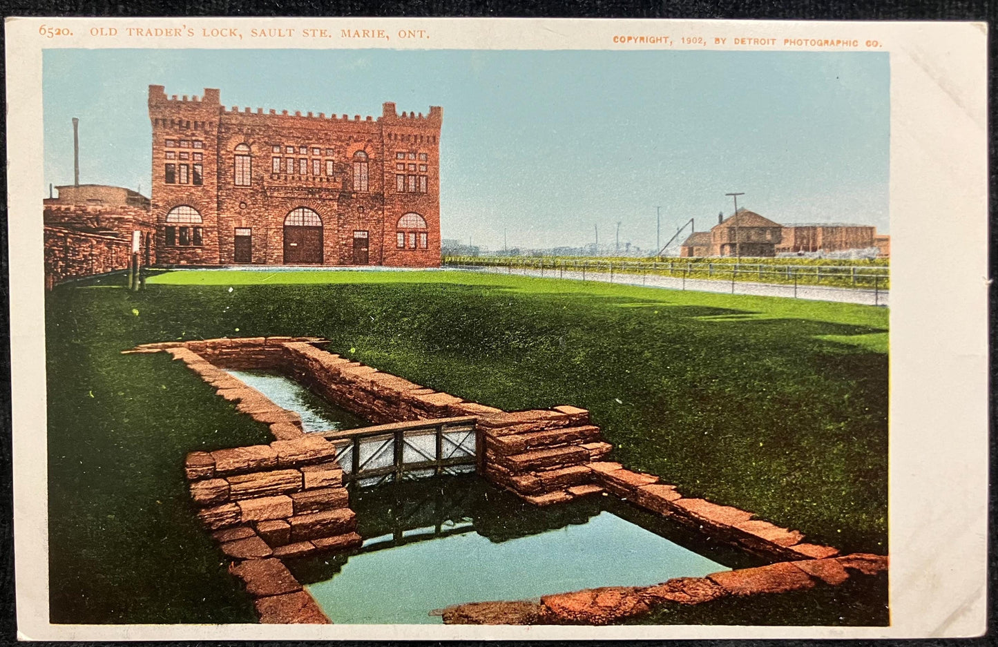 Old Trader’s Lock, Salt Ste.Marie, Ont. - Copyright, 1902, by Detroit Photographic Co. - Vintage Postcard