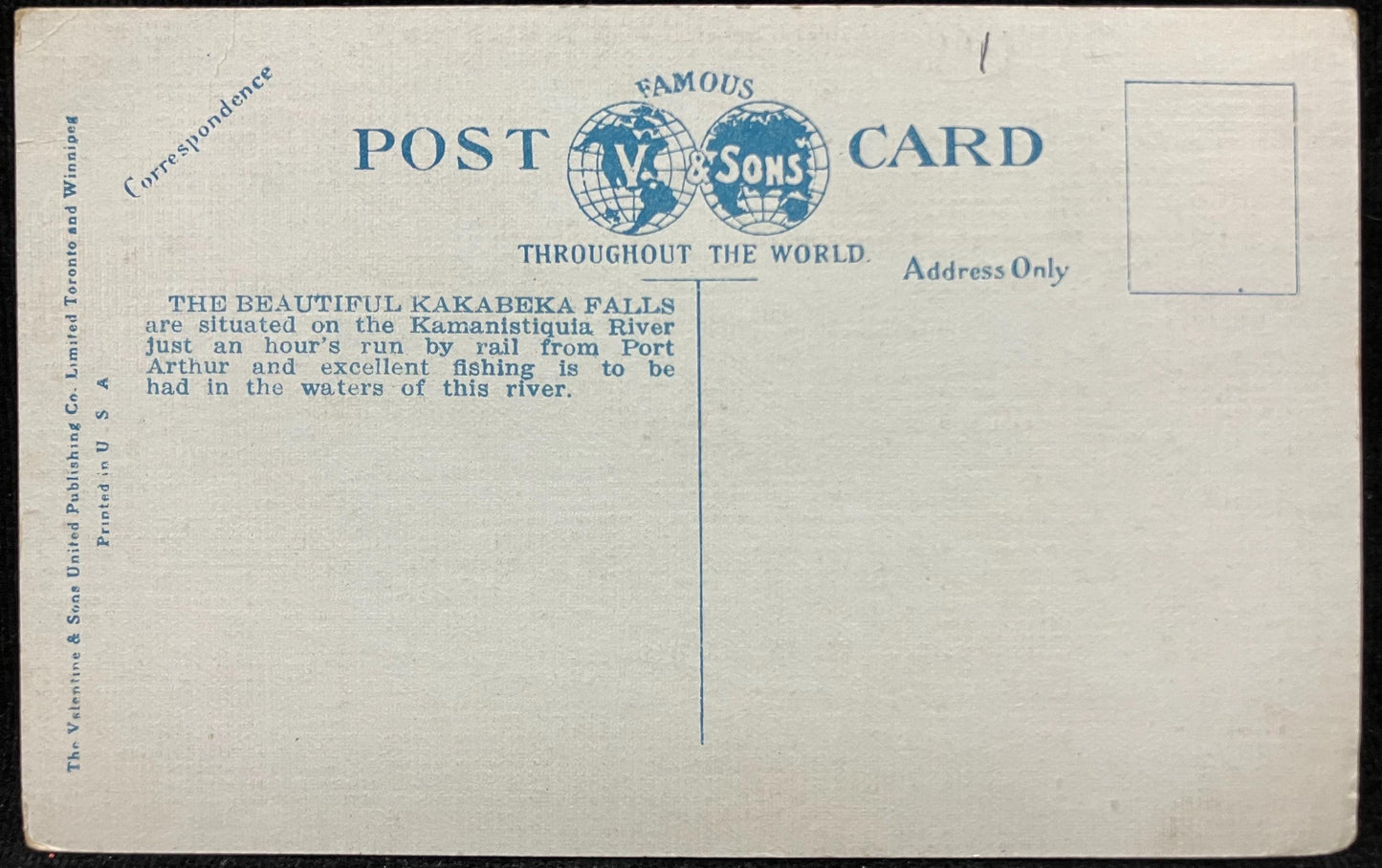 Kakabeka Falls near Fort William, Ont. Canada 1930 - Vintage Waterfall Postcard