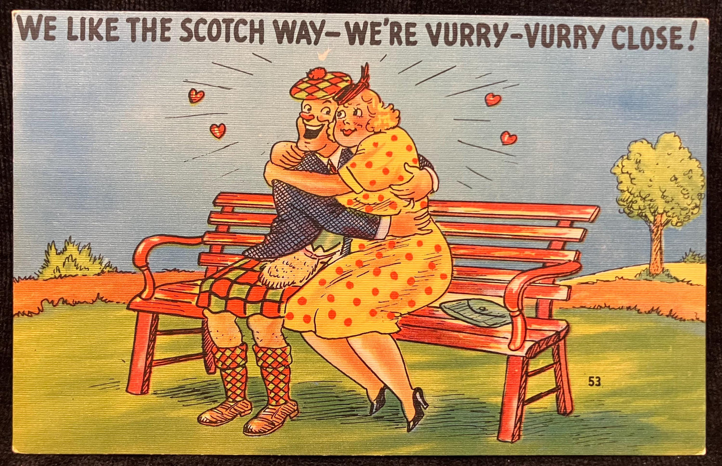 Cartoon Postcards - 1940s-50s - "Wow! What Fishin' 'Round Here!" (card 1) - "We Like the Scotch Way" (card 2)- Cartoons cards Sold as a Set