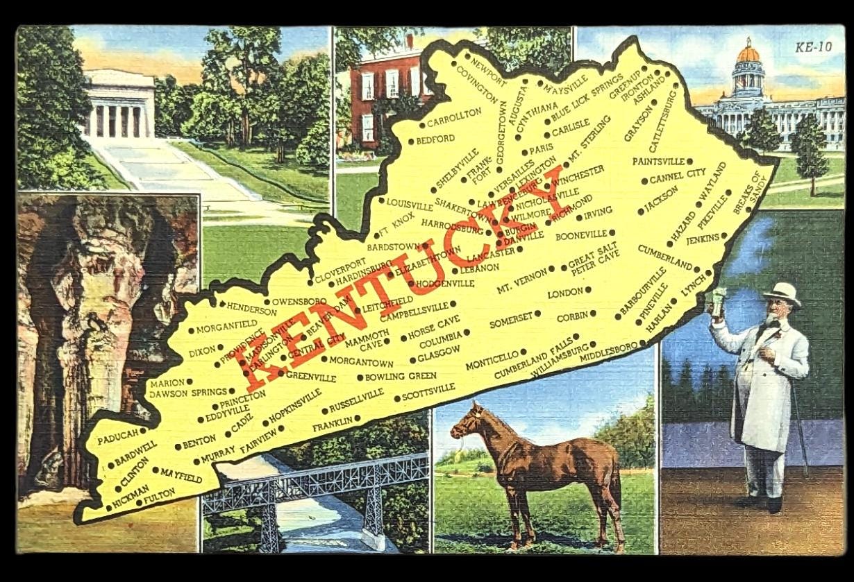 Kentucky Vintage Postcard Digital Art - Digital Print - Vintage Marketing Art