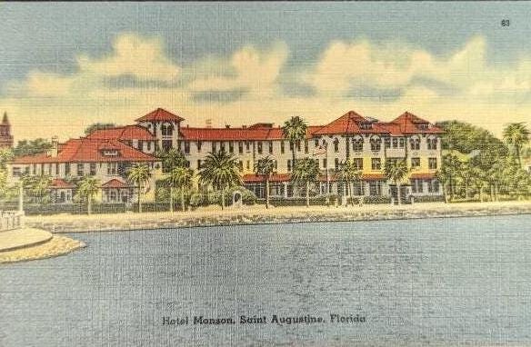 Hotel Monson, Saint Augustine, Florida - Vintage Linen Postcard