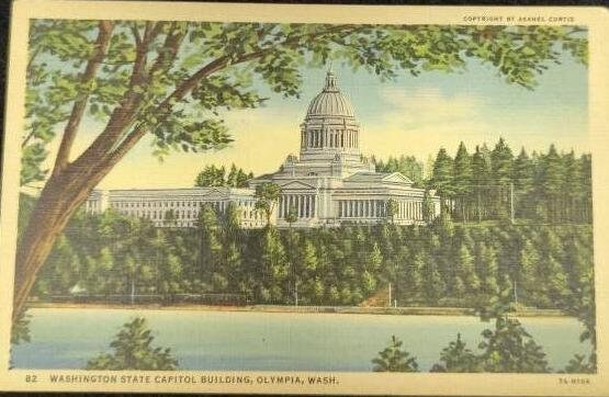 Washington State Capitol Building, Olympia, Washington - Postcard 1940s