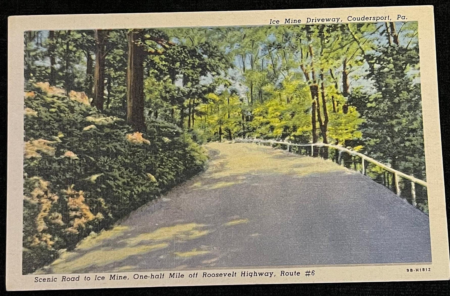 Ice Mine Driveway, Coudersport, Pa. - 1930s/40s Linen Postcard