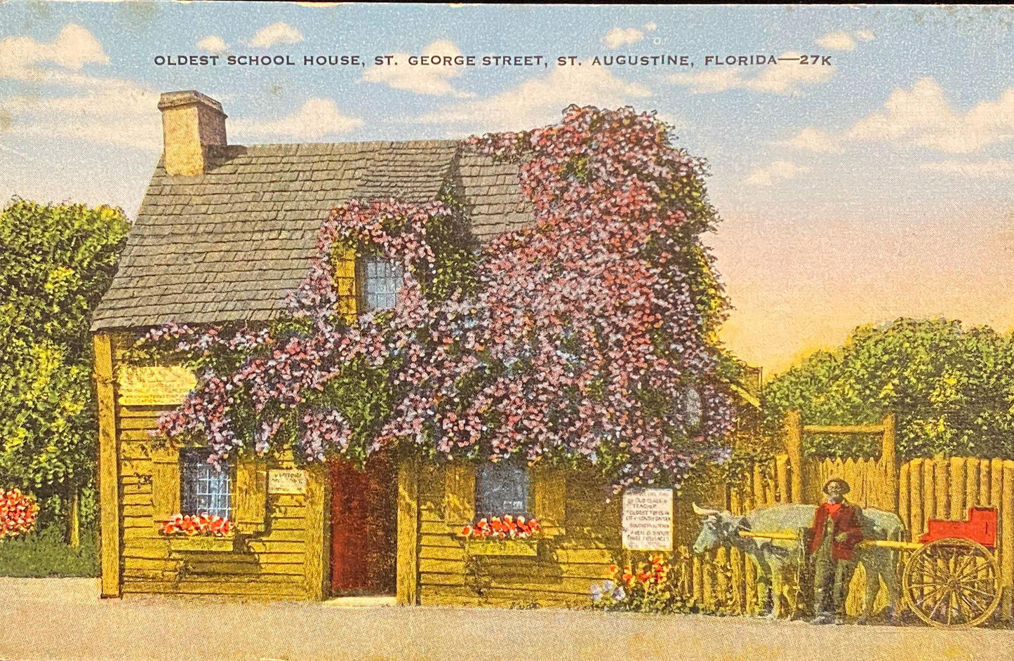 Oldest School House, St. George Street, St. Augustine, Florida - Vintage Postcard