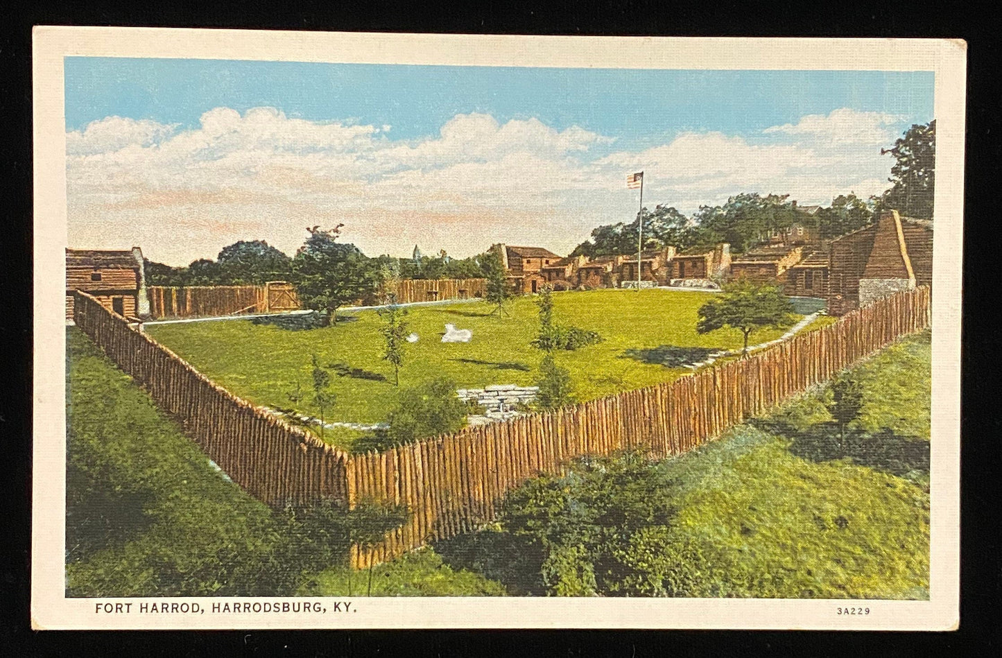 Fort Harrod - Harrodsburg, KY. - 1933 Linen Postcard