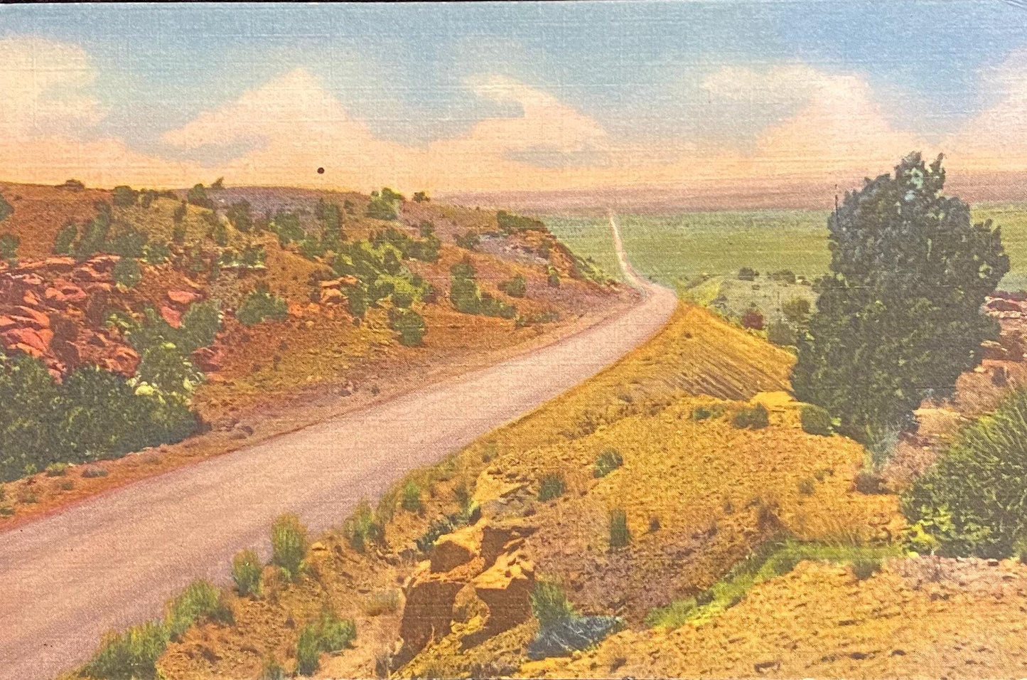 Scenic Highway U.S. 66 - Tucumcari - Santa Rosa, N.M. - 1944 Linen Postcard