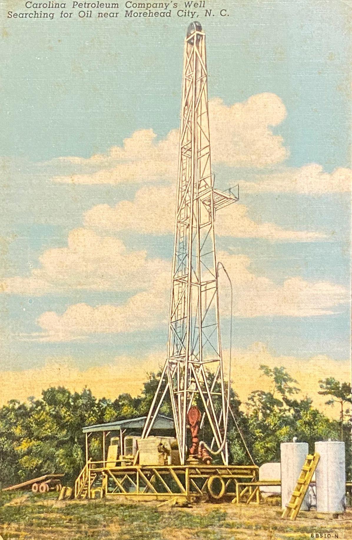Carolina Petroleum Company's Well Searching for Oil - Morehead City, N.C. - 1946 Linen Postcard