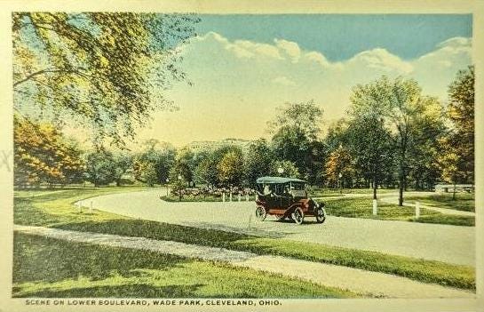 Scene on Lower Boulevard - Wade Park - Cleveland, Ohio - 1910s/1920s Postcard