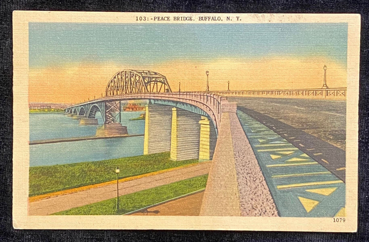 Peace Bridge - Buffalo, N.Y. - 1940s Linen Postcard