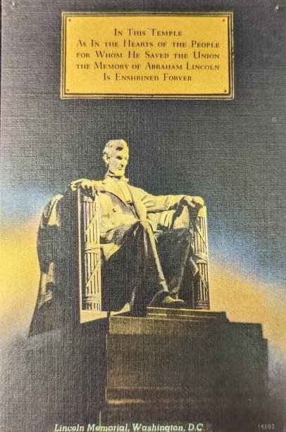Lincoln Memorial - Washington, D.C - 1940s Linen Postcard