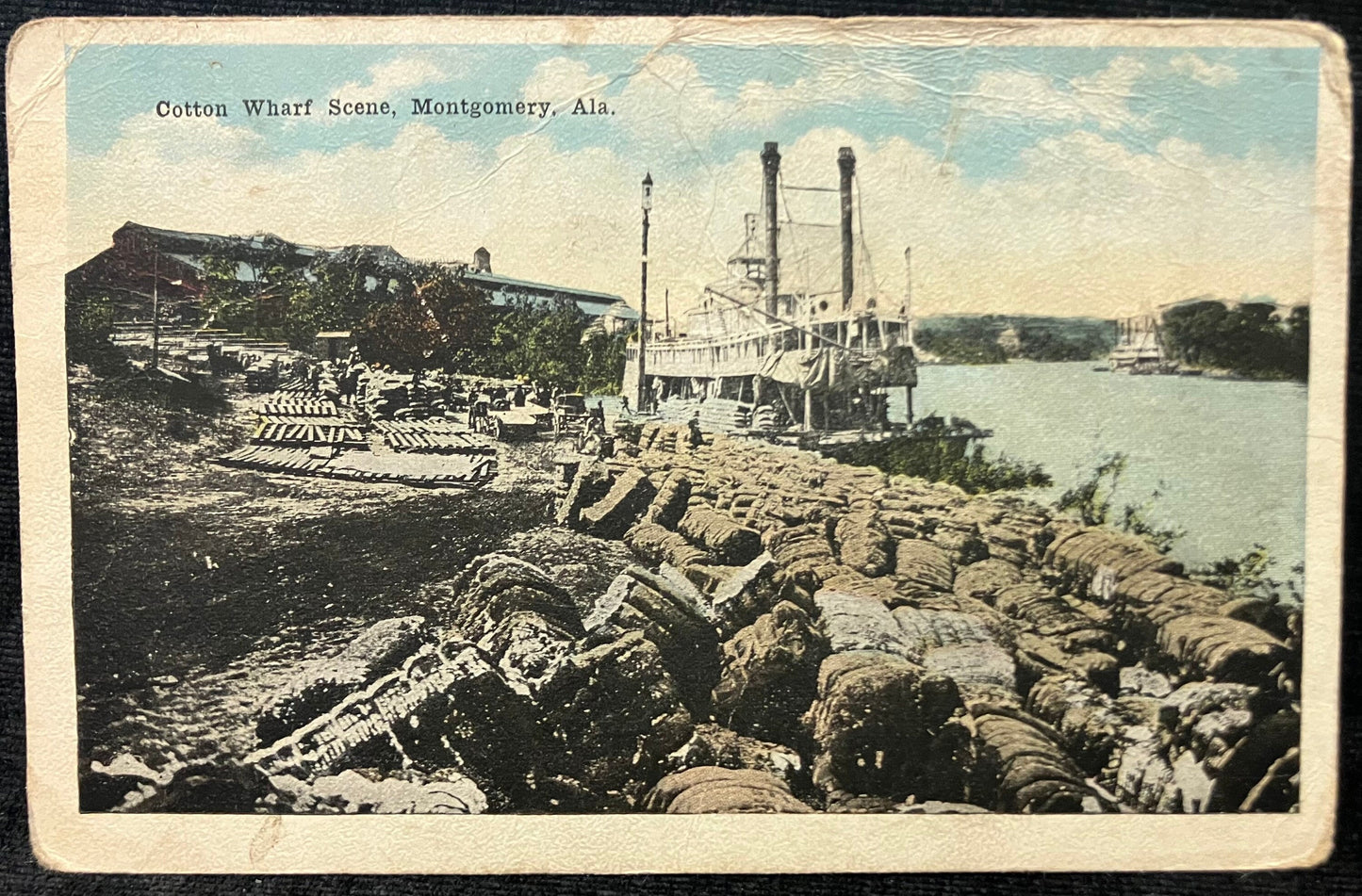 Cotton Wharf Scene - Montgomery, Ala. - Vintage Postcard