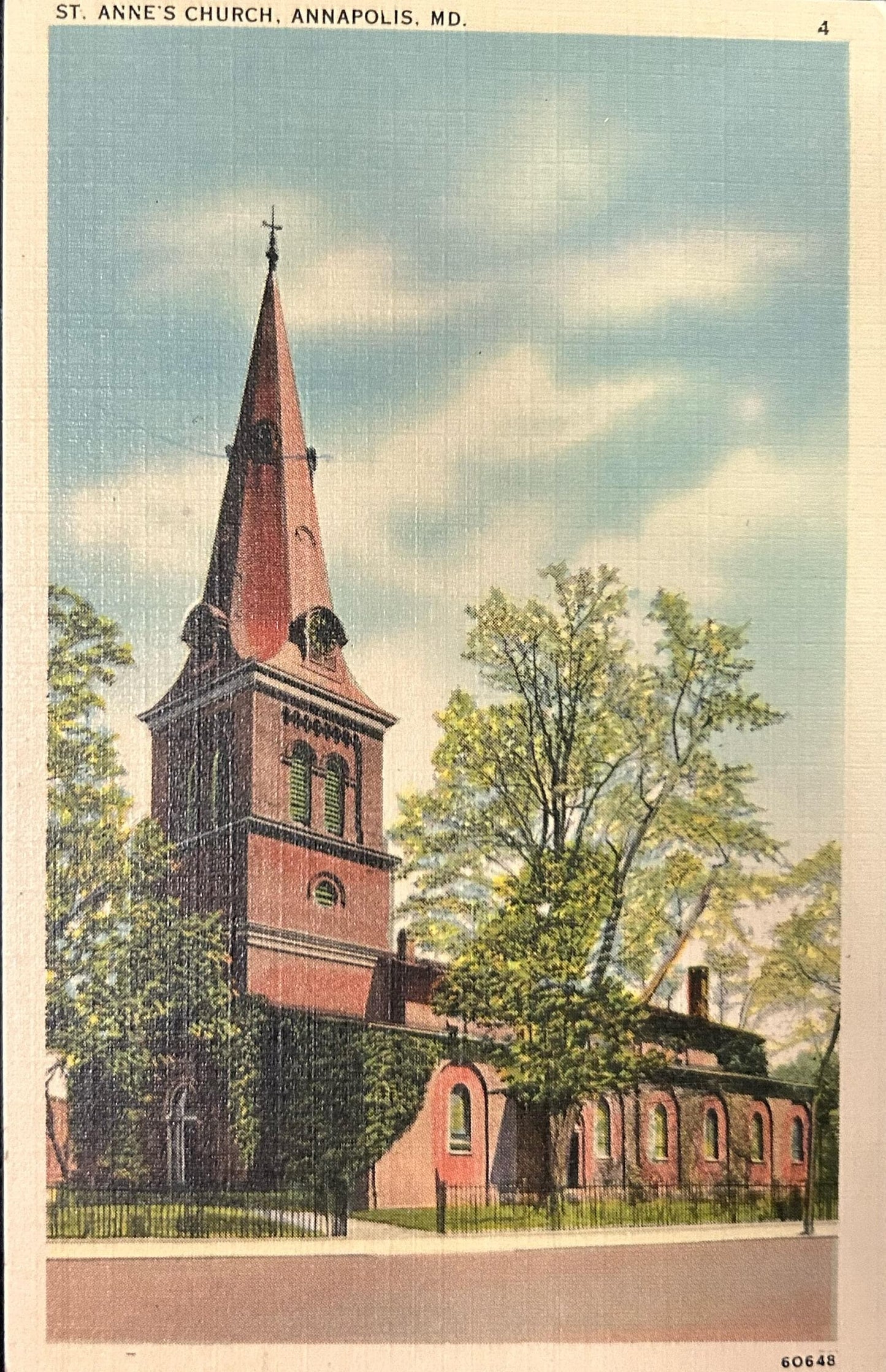Anne's Church, Annapolis, Maryland- Linen Postcard