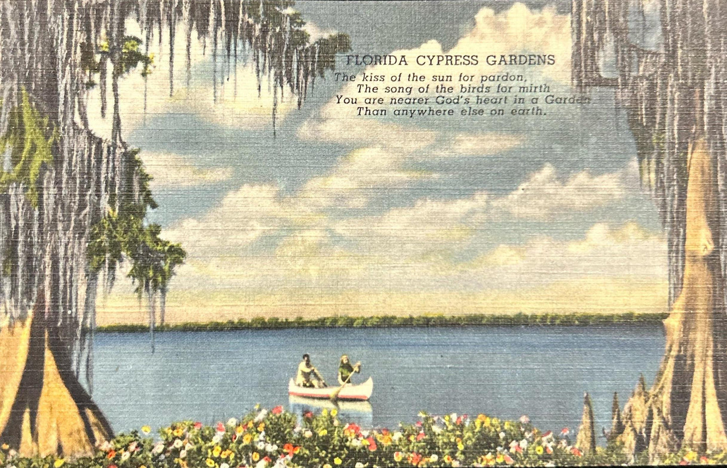Florida Cypress Gardens- Linen Postcard