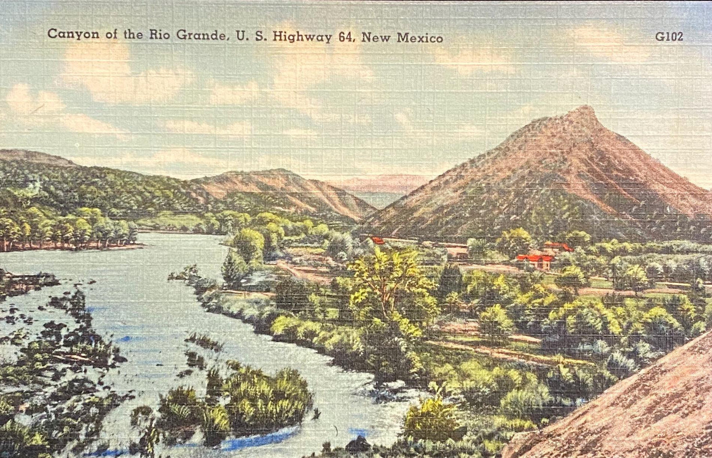 Canyon of the Rio Grande, U.S. Highway 64, New Mexico - 1940s Linen Postcard