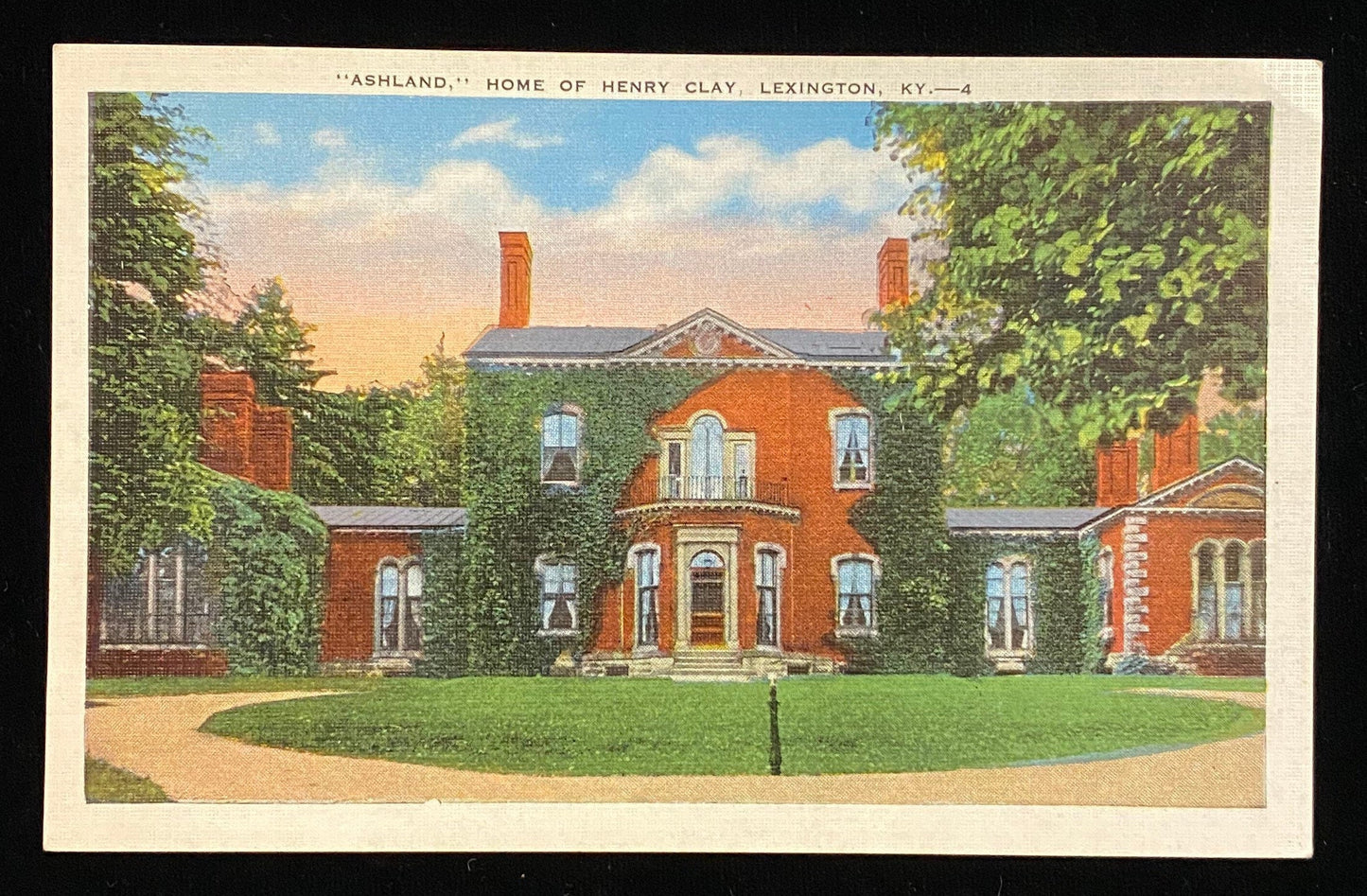 Ashland - Home of Henry Clay - Lexington, KY. - 1940s Linen Postcard