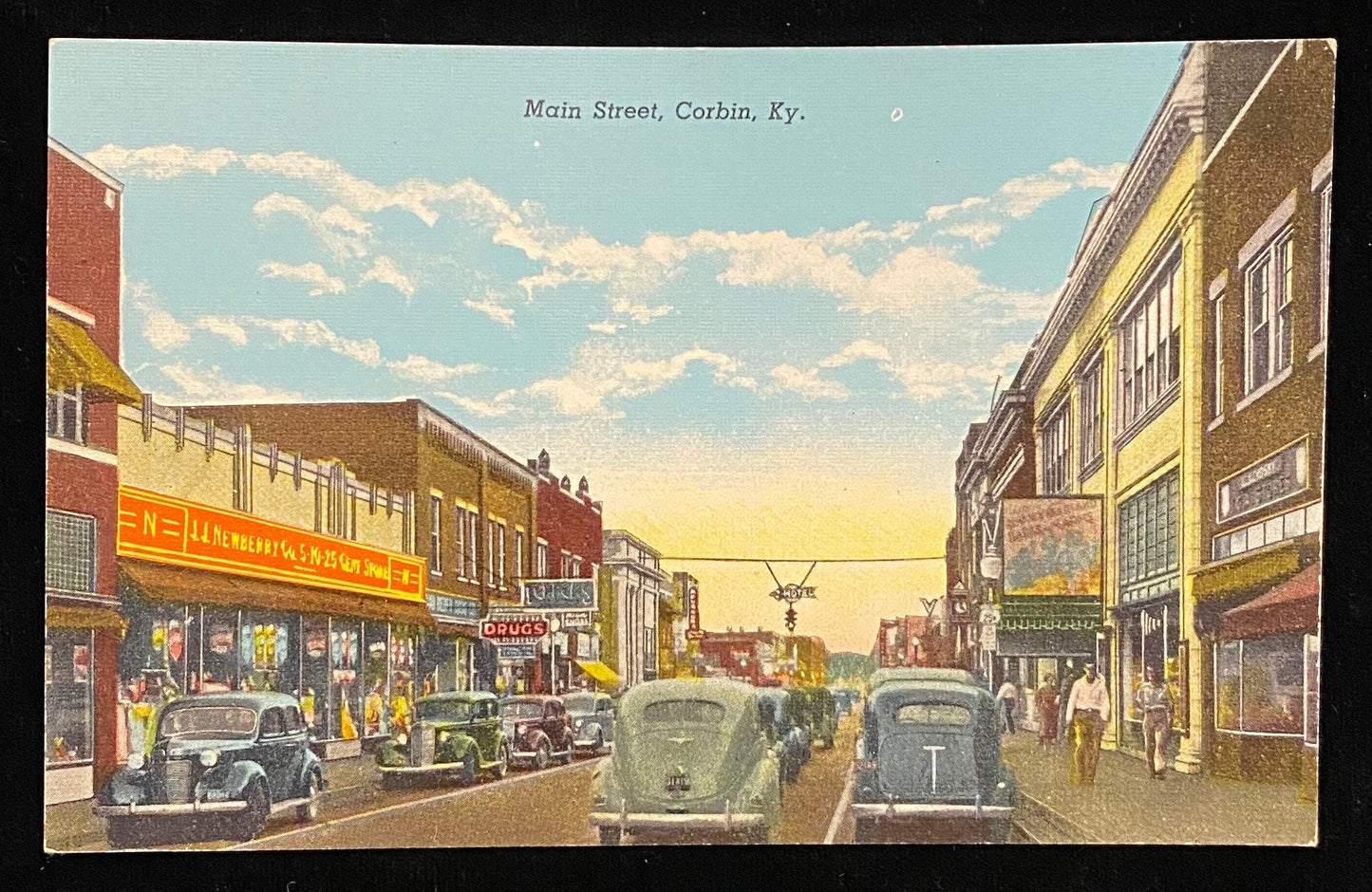 Main Street - Corbin, KY. - 1939 Linen Postcard