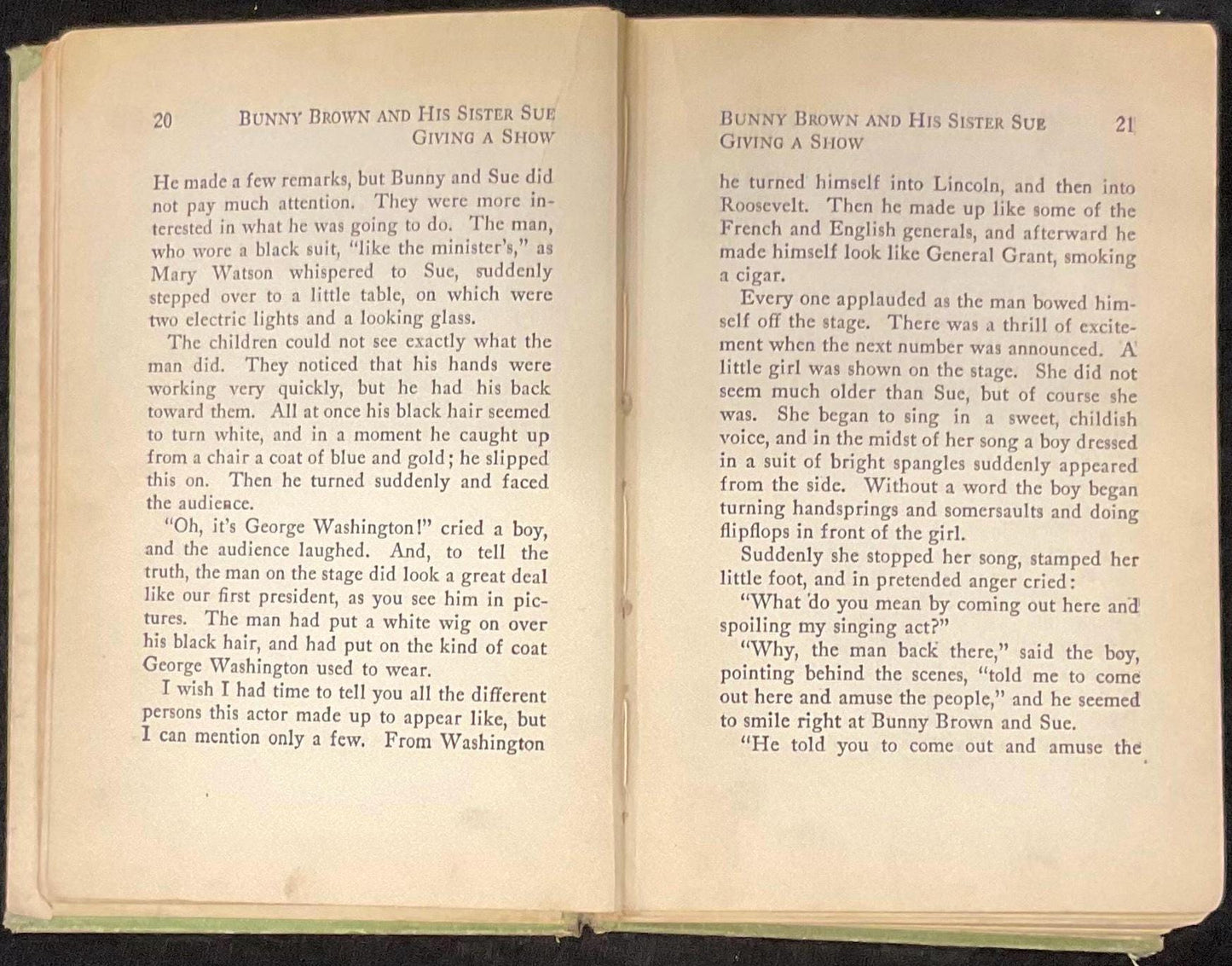 Bunny Brown and his Sister Sue Giving a Show - by Laura Lee Hope - Grosset and Dunlap Book - 1919 Children's book -Missing Tittle page