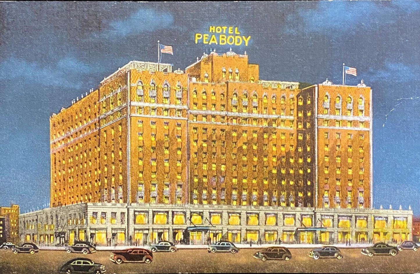 Hotel Peabody - Memphis, Tennessee - 1940s Linen Postcard