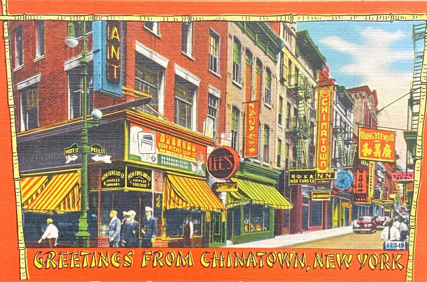 Greetings From Chinatown - New York - 1940s Linen Postcard