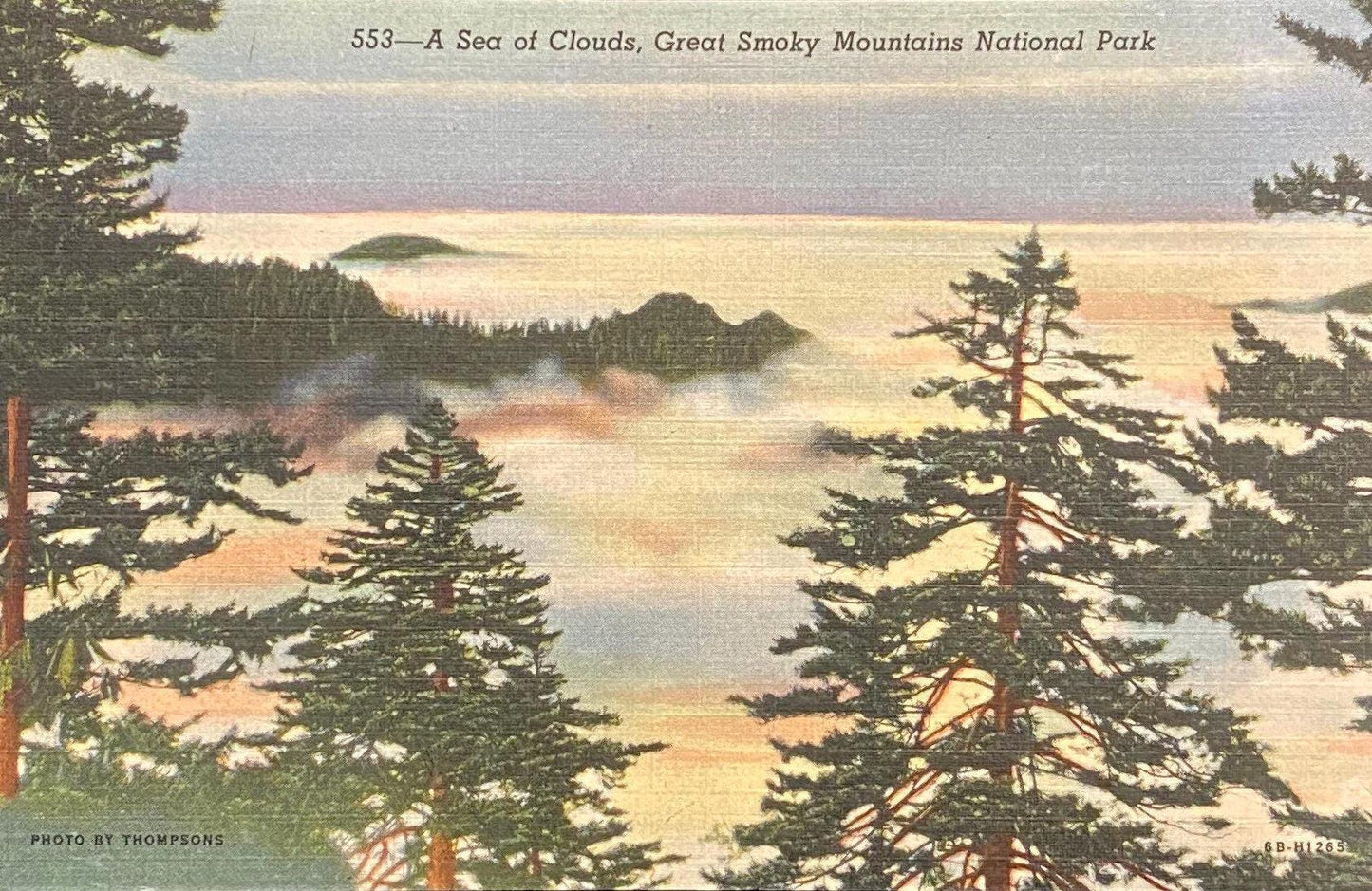 A Sea of Clouds - Great Smoky Mountains National Park - 1946 Linen Postcard