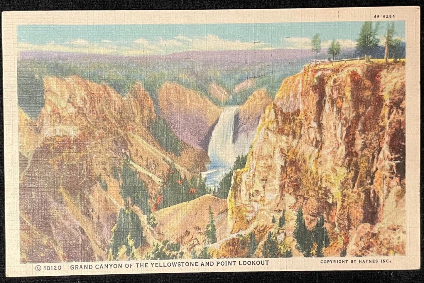 Grand Canyon - Yellowstone - Point Lookout- Wyoming- 1940s Linen Postcard
