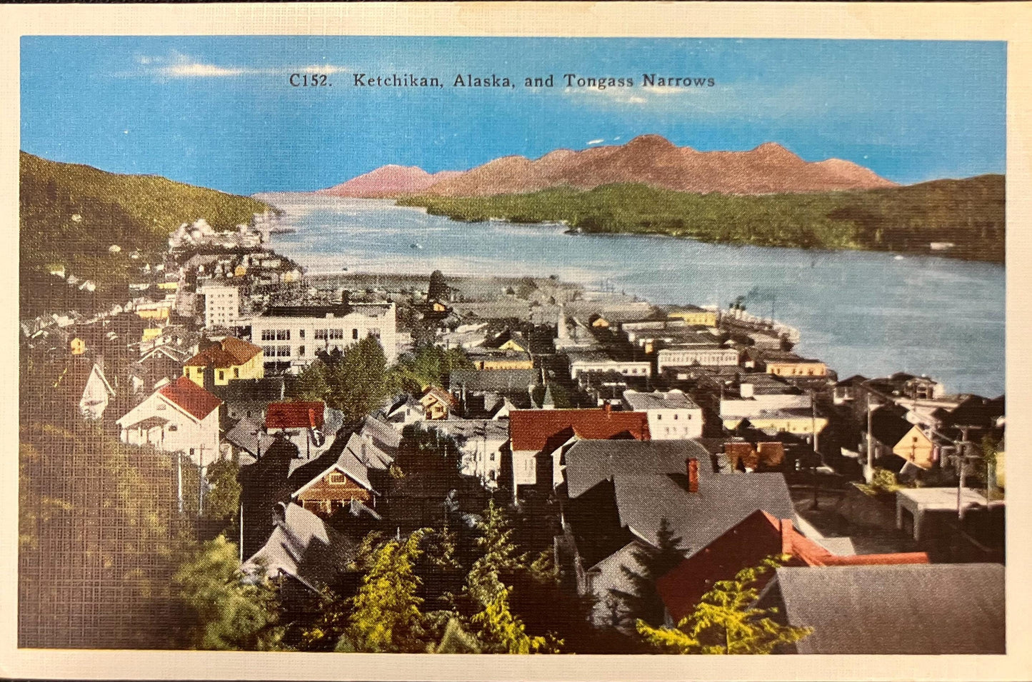 Ketchikan, Alaska - Tongans Narrows - 1940s Linen Postcard