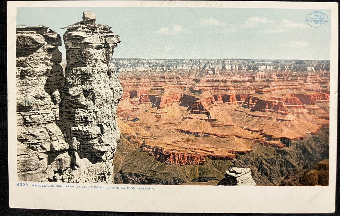 Eroded Column. Near O'Neill's Point, Grand Canyon, Arizona - Copyright. 1902. by Detroit Photographic Co. - Vintage Postcard