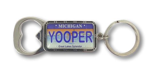 Yooper License Plate Bottle Opener Keychain