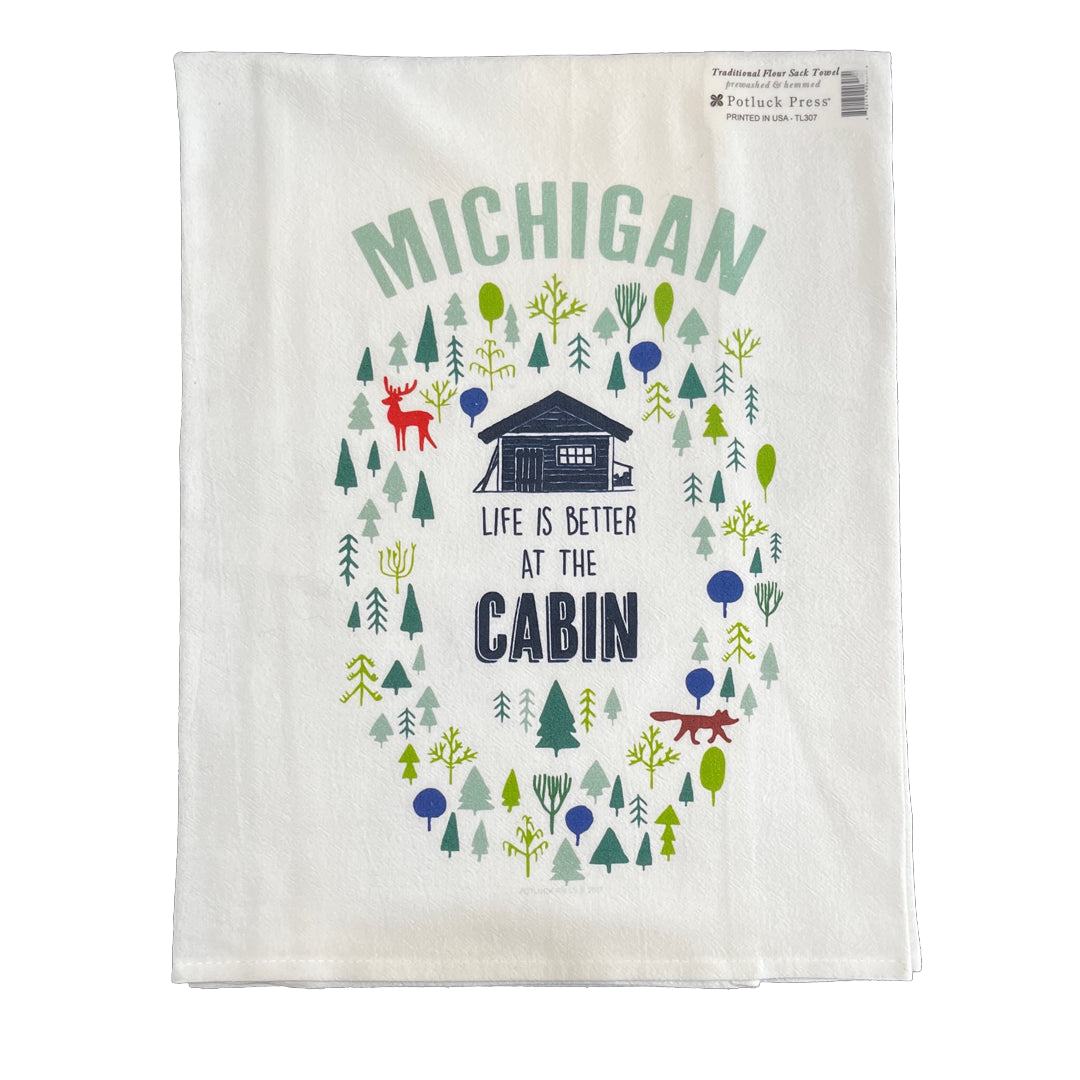 Michigan Cabin Life Flour Sack Towel