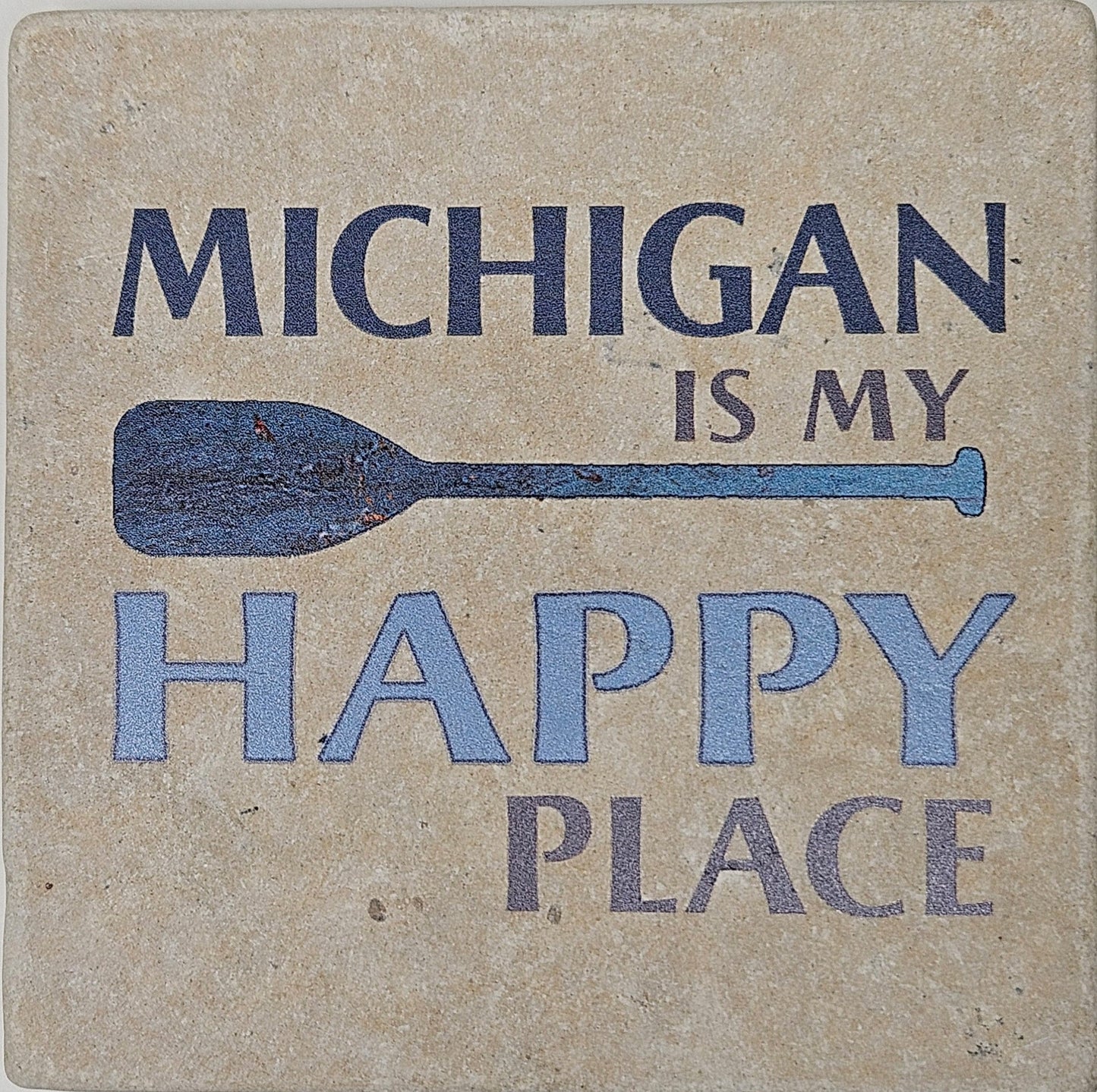 Michigan is My Happy Place Marble Coaster, Noomoon