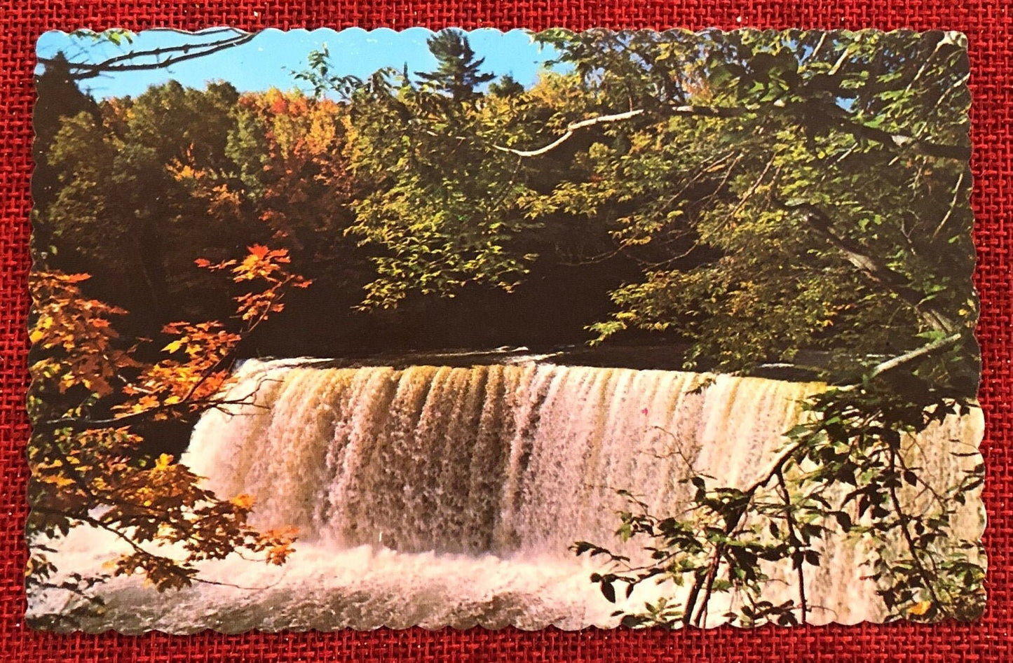 Upper Tahquamenon Falls in Early Fall Vintage Postcard