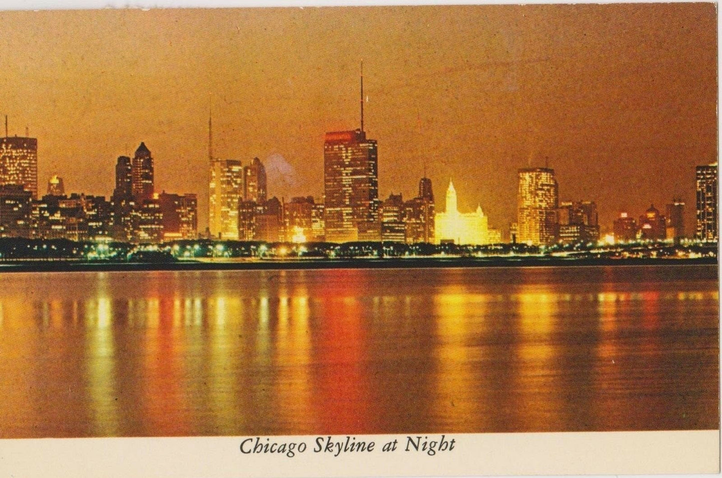 Chicago Skyline at Night - Chicago, Illinois Vintage Postcard