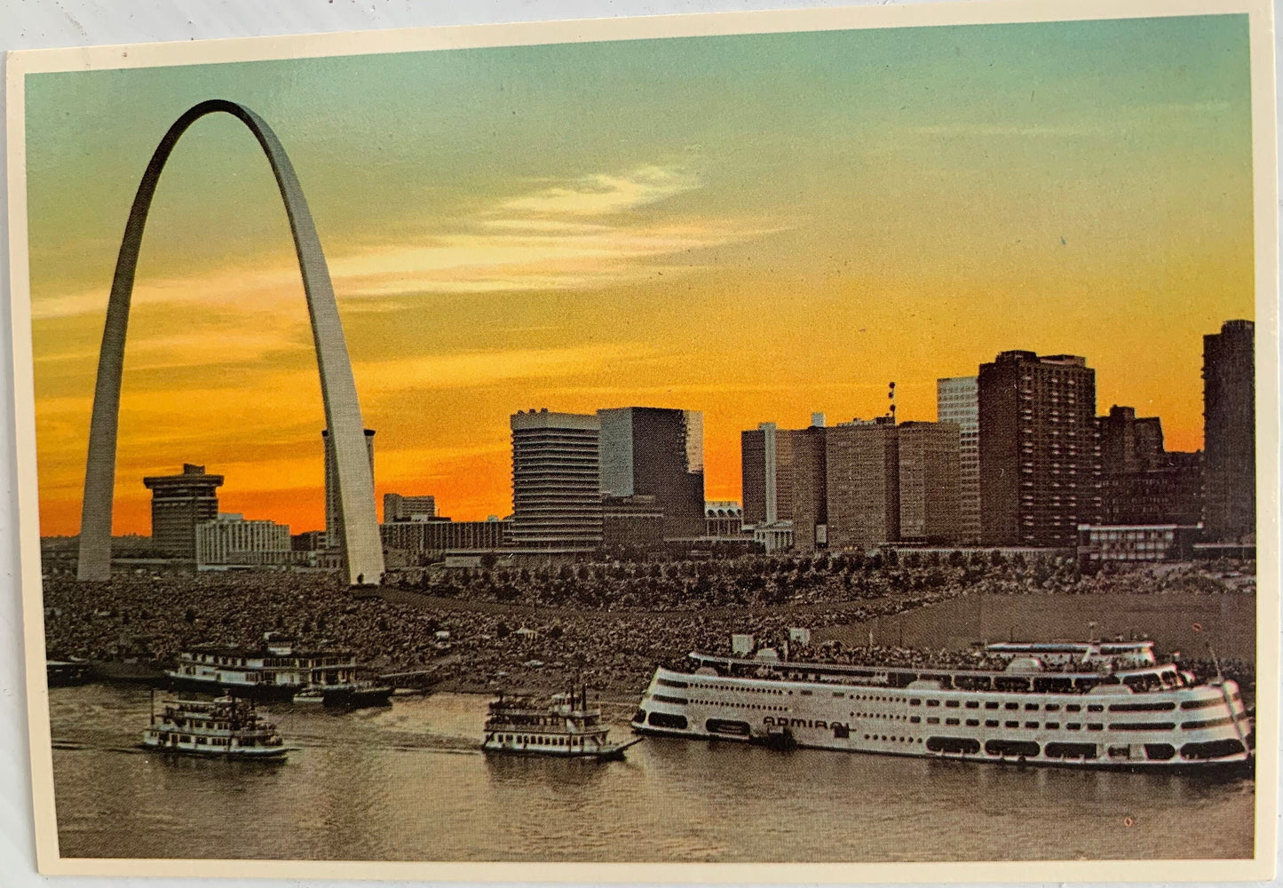 Mississippi River and Gateway Arch Vintage Postcard