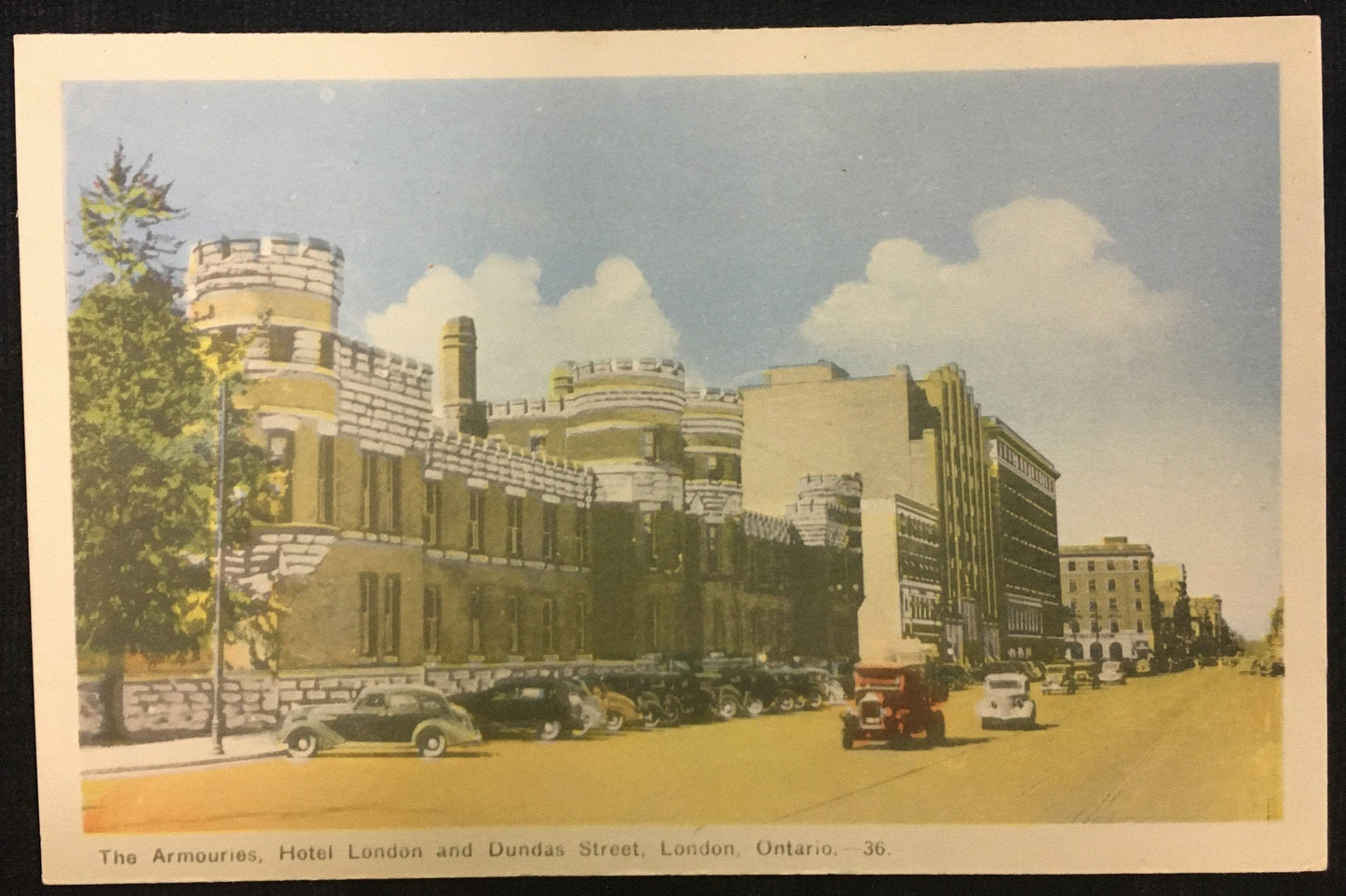 The Armouries, Hotel London and Dundas Street, London Ontario Vintage Postcard