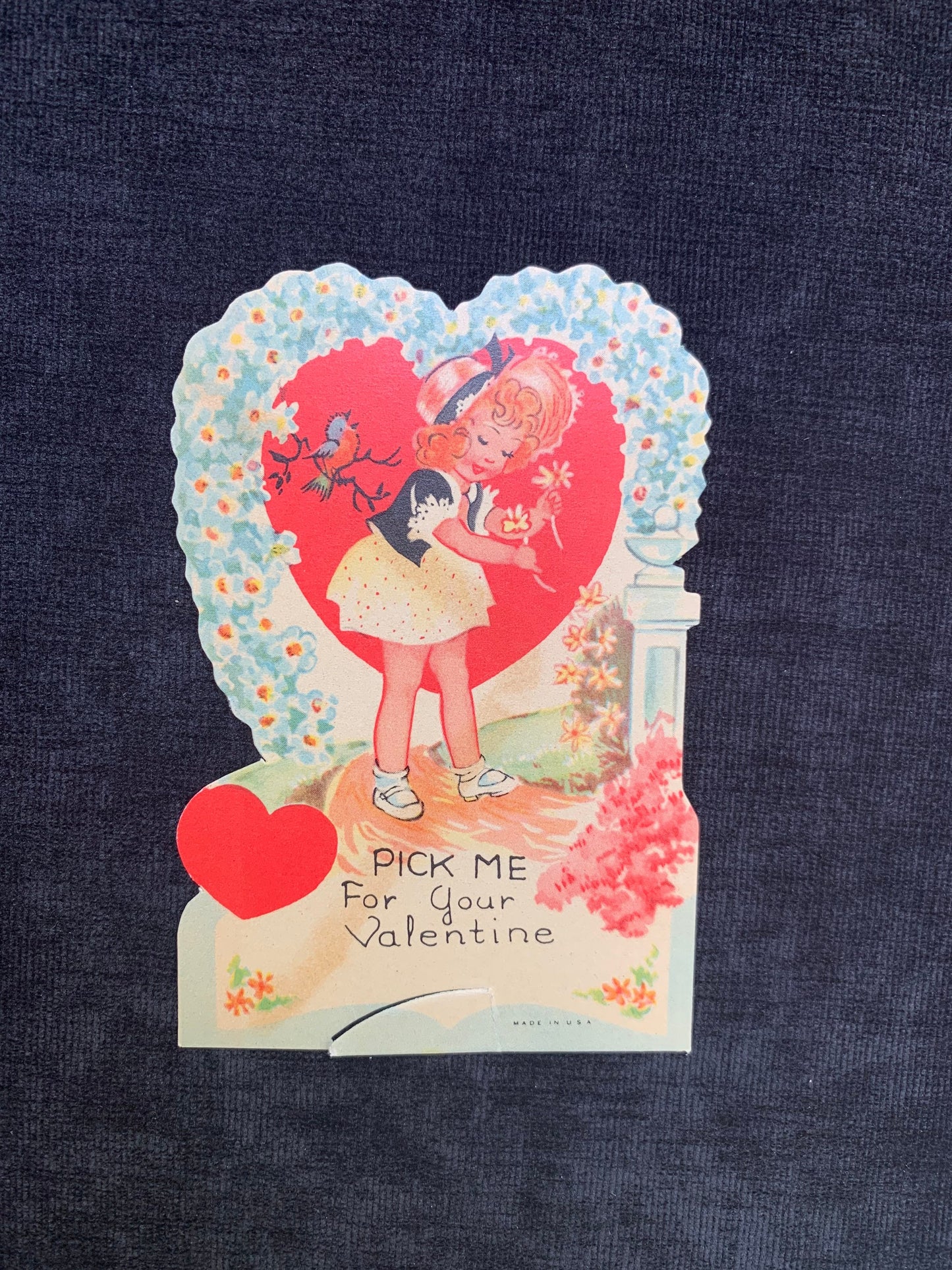 Vintage "Pick me" Flower Valentine Card with Stand w/ Original Envelope 1940's-1950's