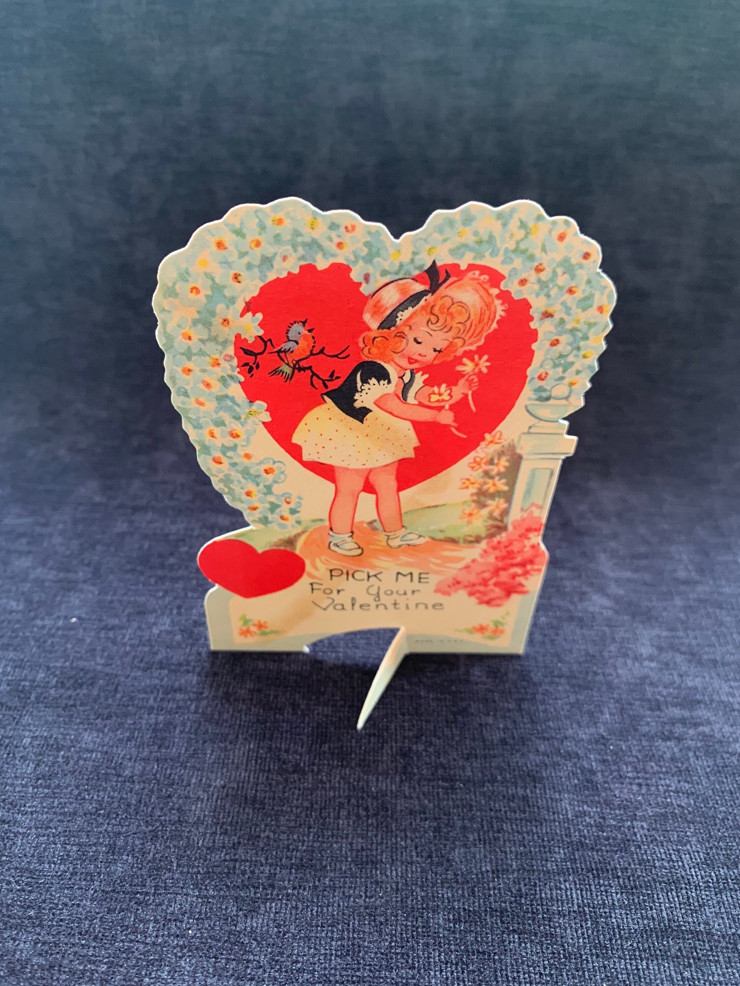 Vintage "Pick me" Flower Valentine Card with Stand w/ Original Envelope 1940's-1950's